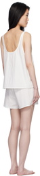 Deiji Studios White U Shape Cotton Tank Top & Shorts Set