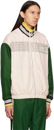 Lacoste Off-White & Green Paneled Bomber Jacket
