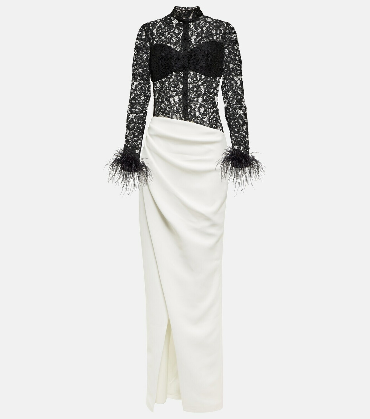 Rasario Fringed lace and crêpe gown