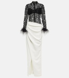 Rasario Fringed lace and crêpe gown