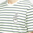 Maison Kitsuné Men's Cafe Kitsune Coffee Cup Printed Striped Regular T-Shirt in Navy/White/Fox Stripes