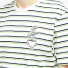 Maison Kitsuné Men's Cafe Kitsune Coffee Cup Printed Striped Regular T-Shirt in Navy/White/Fox Stripes