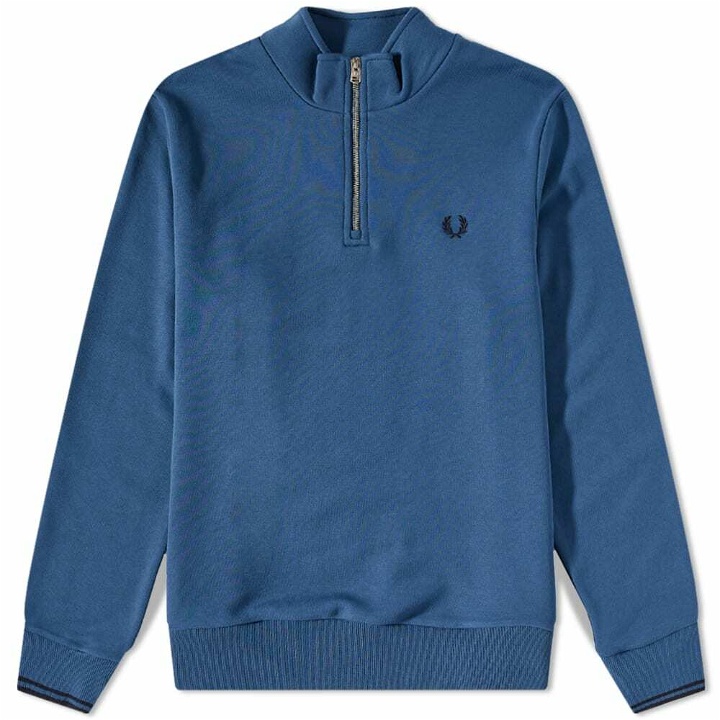 Photo: Fred Perry Authentic Men's Half Zip Sweat in Midnight Blue