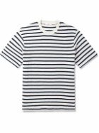 Mr P. - Striped Open-Knit Organic Cotton T-Shirt - Blue