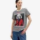 Max Mara Women's Striped T-shirt with Dog Print in Vanilla