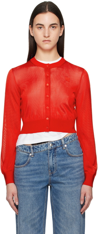 Photo: alexanderwang.t Red Logo-Embroidered Cropped Cardigan