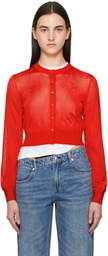 alexanderwang.t Red Logo-Embroidered Cropped Cardigan