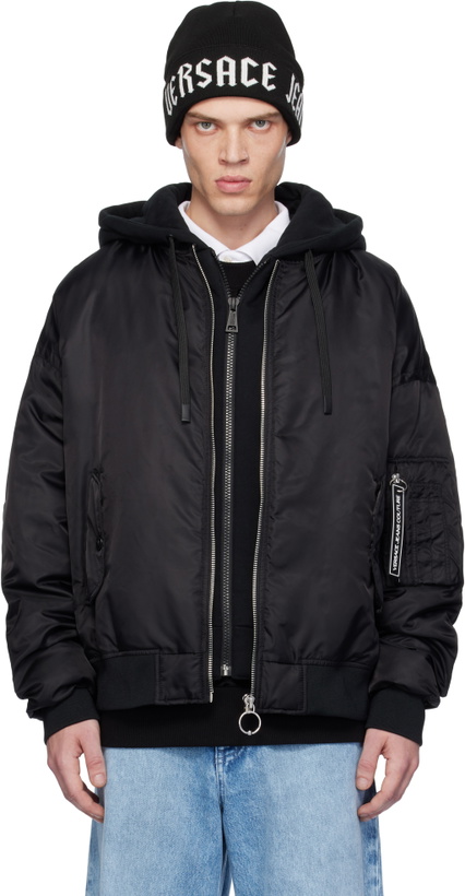 Photo: Versace Jeans Couture Black Logo Down Bomber Jacket