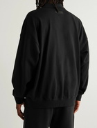 FEAR OF GOD ESSENTIALS - Logo-Flocked Cotton-Jersey Polo Shirt - Black