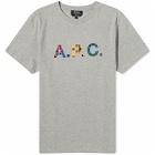 A.P.C. Derek Tartan Logo T-Shirt in Heathered Light Grey