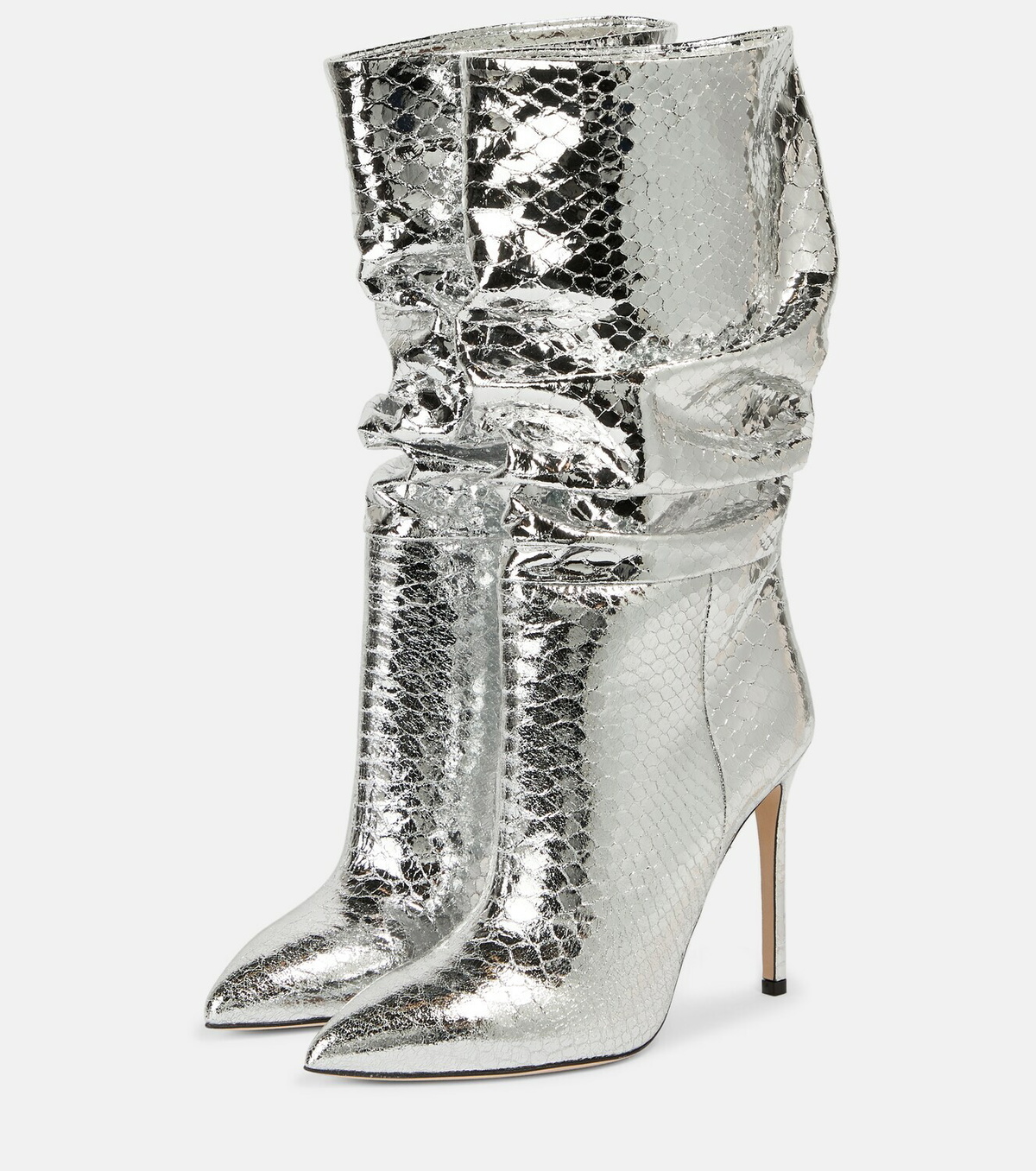 Paris Texas Slouchy python-effect leather boots