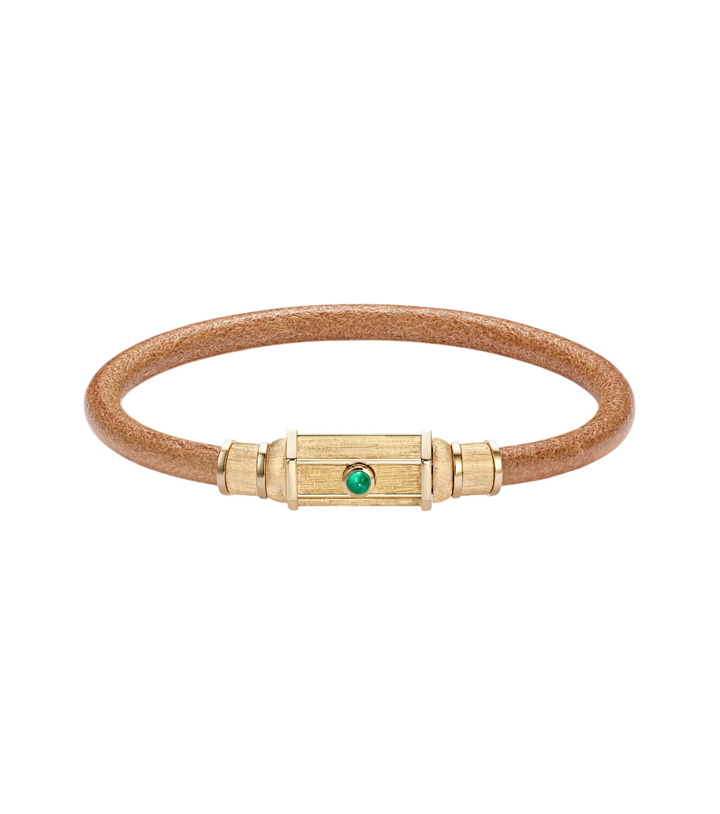 Photo: Marie Lichtenberg Lasso 18kt gold and leather bracelet with emeralds
