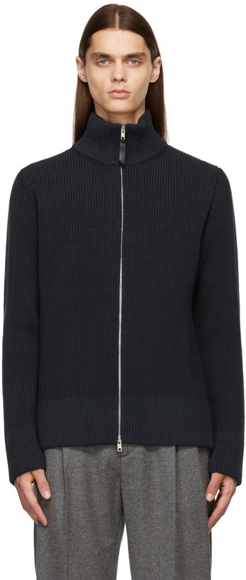 Photo: Maison Margiela Navy Knit Double Zip Jacket