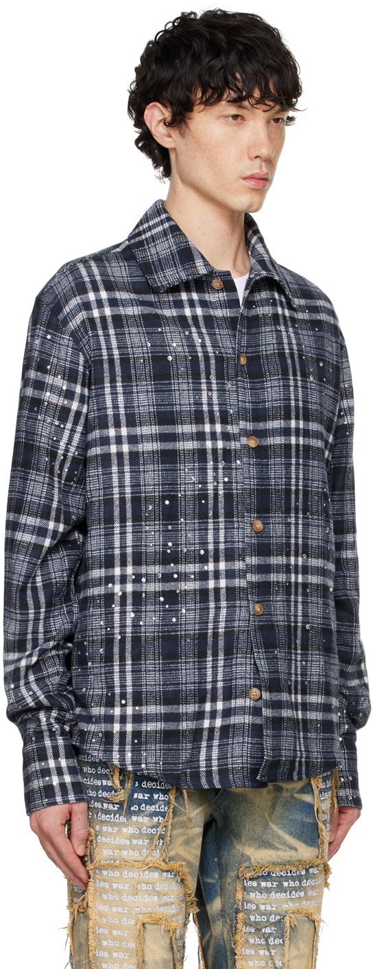 Who Decides War Blue Starry Night Flannel Shirt