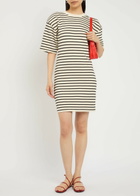 Anine Bing Mona Striped Cotton-blend Mini Dress White And Black