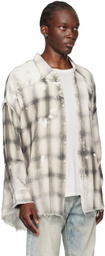 R13 Gray Shredded Seam Drop Neck Shirt