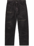 Neighborhood - Savage Distressed Embroidered Cotton-Blend Corduroy Trousers - Black