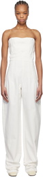 Mônot White Bustier Denim Jumpsuit