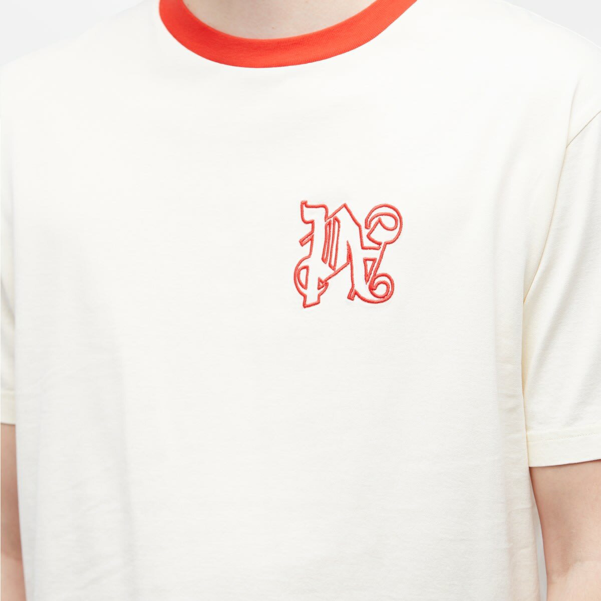 Tシャツ・カットソー Palm Angels PMAA001S24JER001 RACING CLUB T-shirt Palm Angels x Haas Racing Club cotton T-shirt beige/multicolour