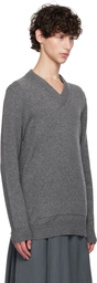 Jil Sander Gray V-Neck Sweater