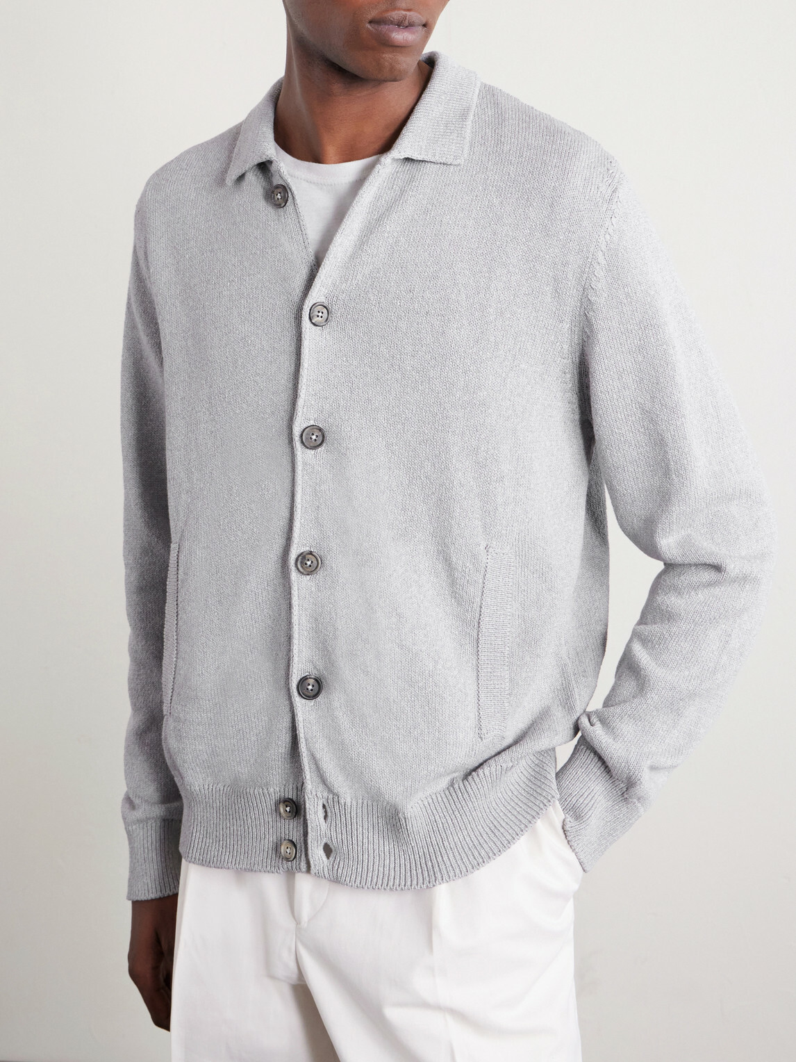 Eleventy - Cotton and Silk-Blend Cardigan - Gray