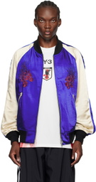 Y-3 Blue & Black JFA Edition Souvenir Reversible Bomber Jacket