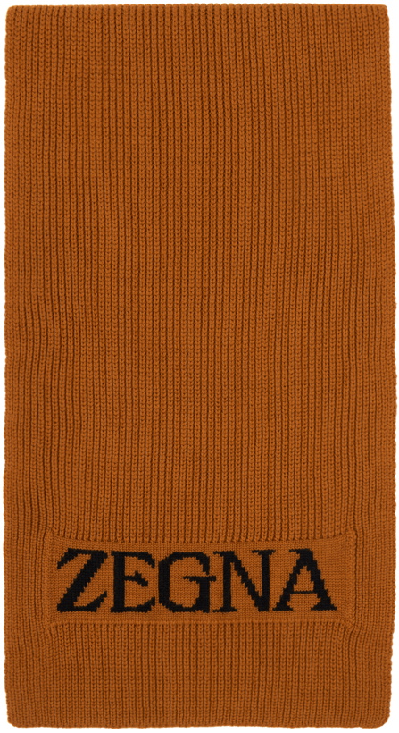 Photo: ZEGNA Orange Logo Scarf
