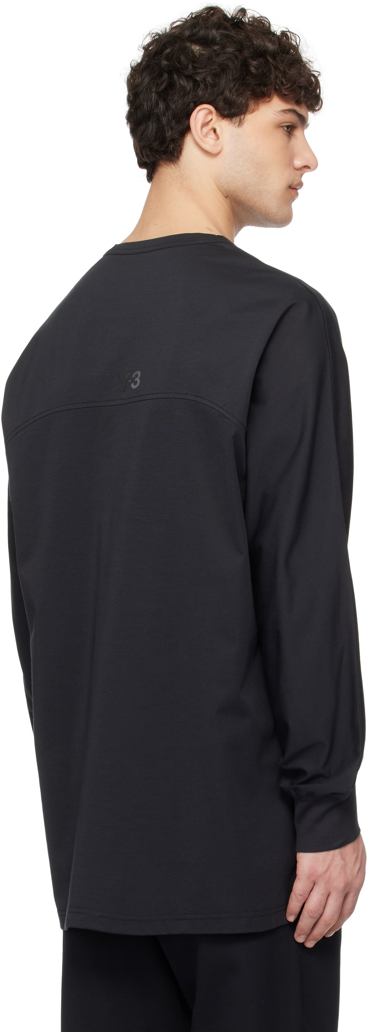 Y-3 Black Mesh Stripes Long Sleeve T-shirt Y-3