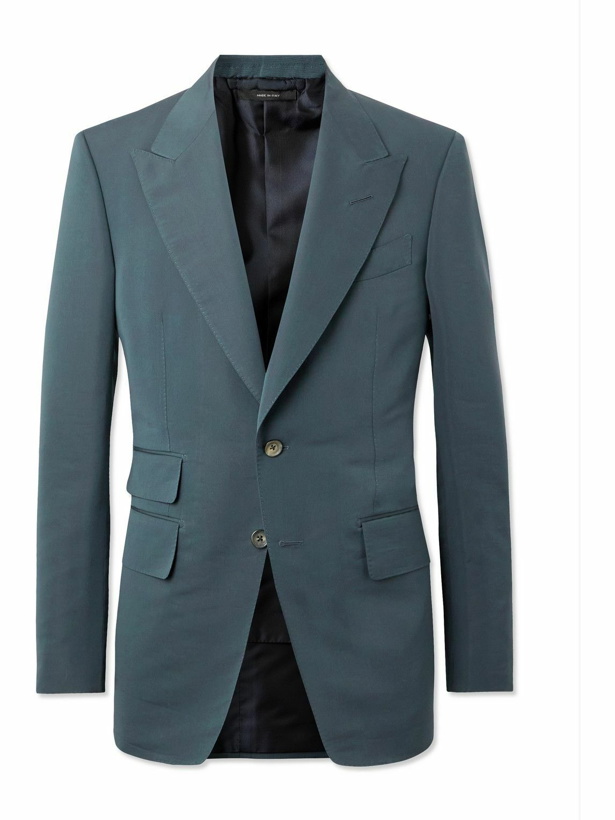 Photo: TOM FORD - Shelton Cotton and Silk-Blend Suit Jacket - Blue