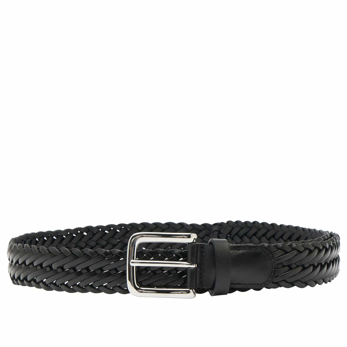 Anderson's Men's Andersons Narrow Woven Leather Belt in Black