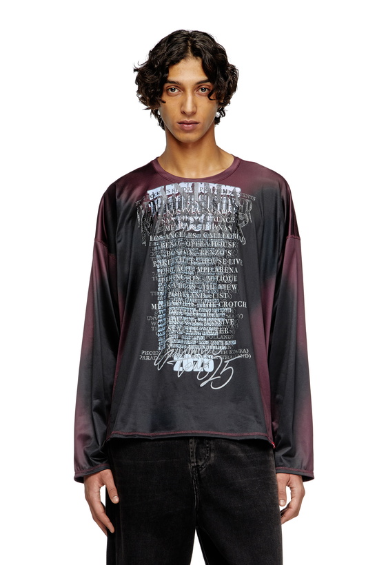Photo: Diesel Long-sleeve tech-jersey T-shirt with lyrics print - T-Shirts - Unisex - Multicolor