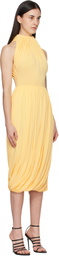 ALAÏA Yellow Twisted Soft Jersey Midi Dress