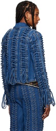Jean Paul Gaultier Blue 'The Lace-Up' Denim Jacket