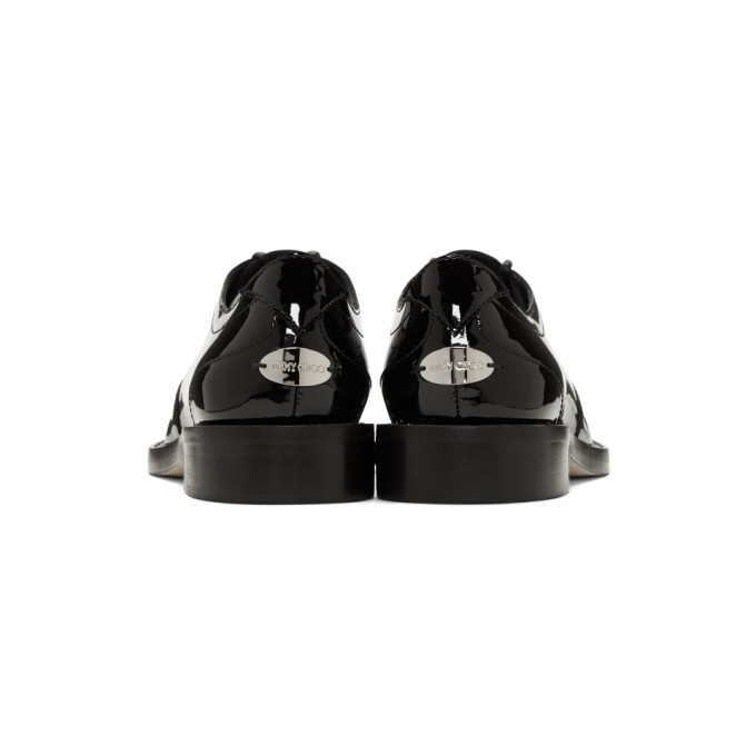 Jimmy Choo Black Patent Leather Lace-Up Oxfords Jimmy Choo Patent Leather Crystal Embellishments Oxfords  main image 4