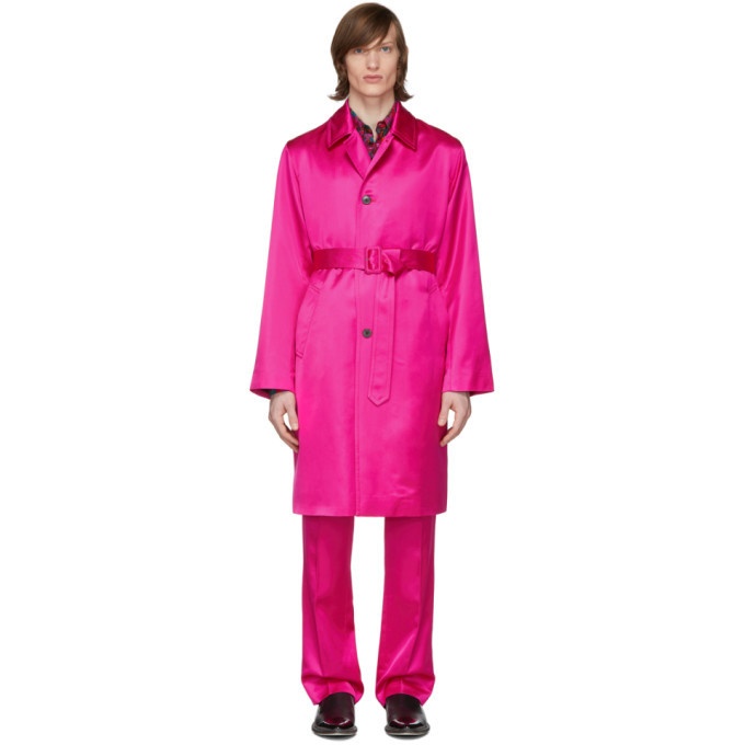 Photo: Dries Van Noten Pink Satin Long Coat