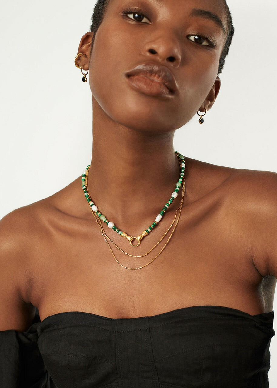 Missoma X Harris Reed In Good Hands Beaded Necklace - Green