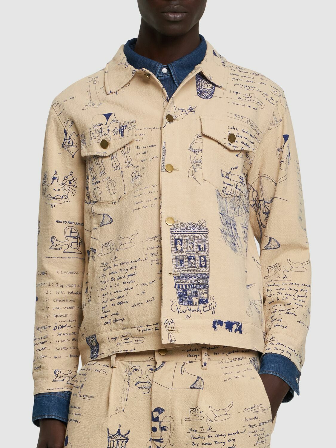 KIDSUPER STUDIOS Doodles Printed Denim Jacket KidSuper KIDSUPER STUDIOS Doodles Printed Denim Jacket KidSuper
