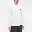 AMI Men's Long Sleeve Small A Heart T-Shirt in White