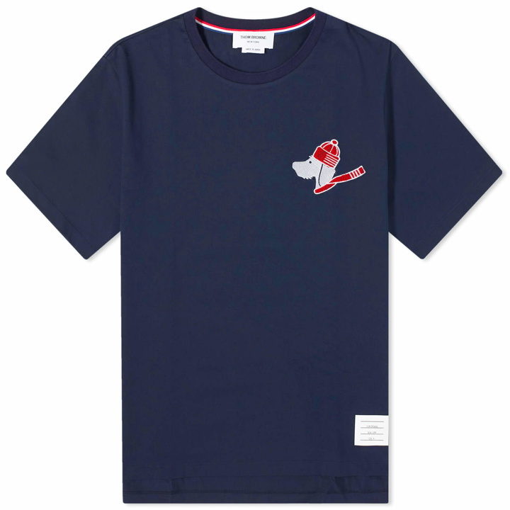 Photo: Thom Browne Men's Hector Embroidered T-Shirt in Navy