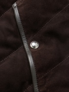 Mr P. - Leather-Trimmed Padded Quilted Suede Gilet - Brown