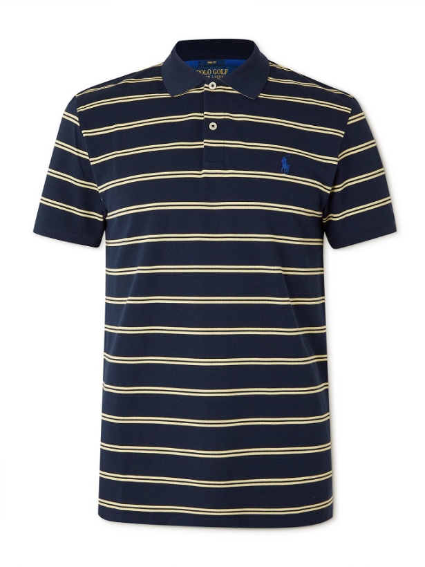 Photo: RLX Ralph Lauren - Slim-Fit Striped Cotton-Blend Piqué Golf Polo Shirt - Blue