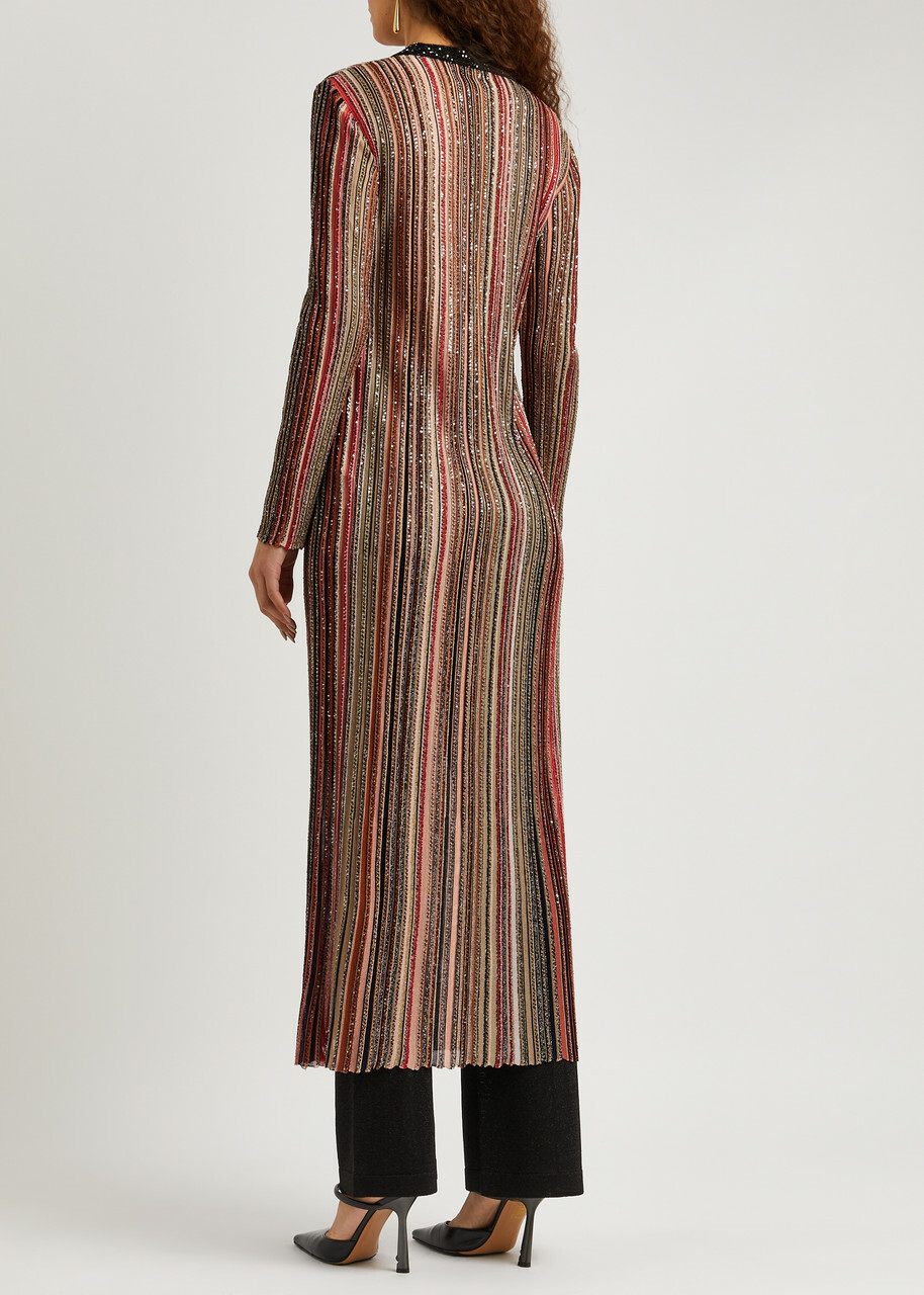 Missoni Striped Sequin-embellished Metallic-knit Cardigan