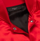 AMIRI - Leather-Appliquéd Satin Bomber Jacket - Red