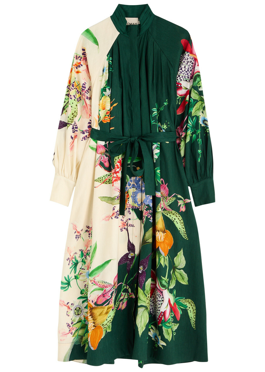 Alemais Aggie Printed Linen-blend Midi Shirt Dress Multicoloured ALMAIS