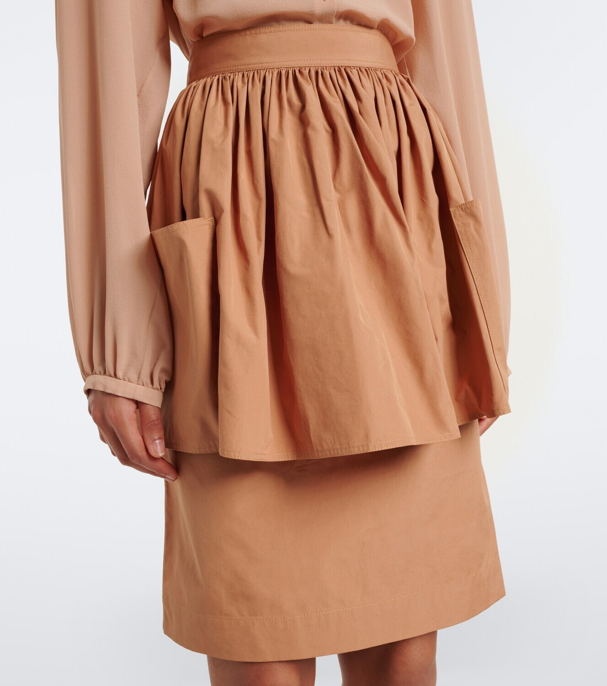 Chloé Layered cotton gabardine midi skirt