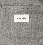 MAN 1924 - Kennedy Slim-Fit Unstructured Herringbone Linen Blazer - Gray