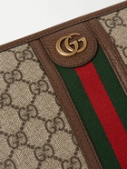 GUCCI - Ophidia Leather and Webbing-Trimmed Logo-Jacquard Coated-Canvas Wash Bag