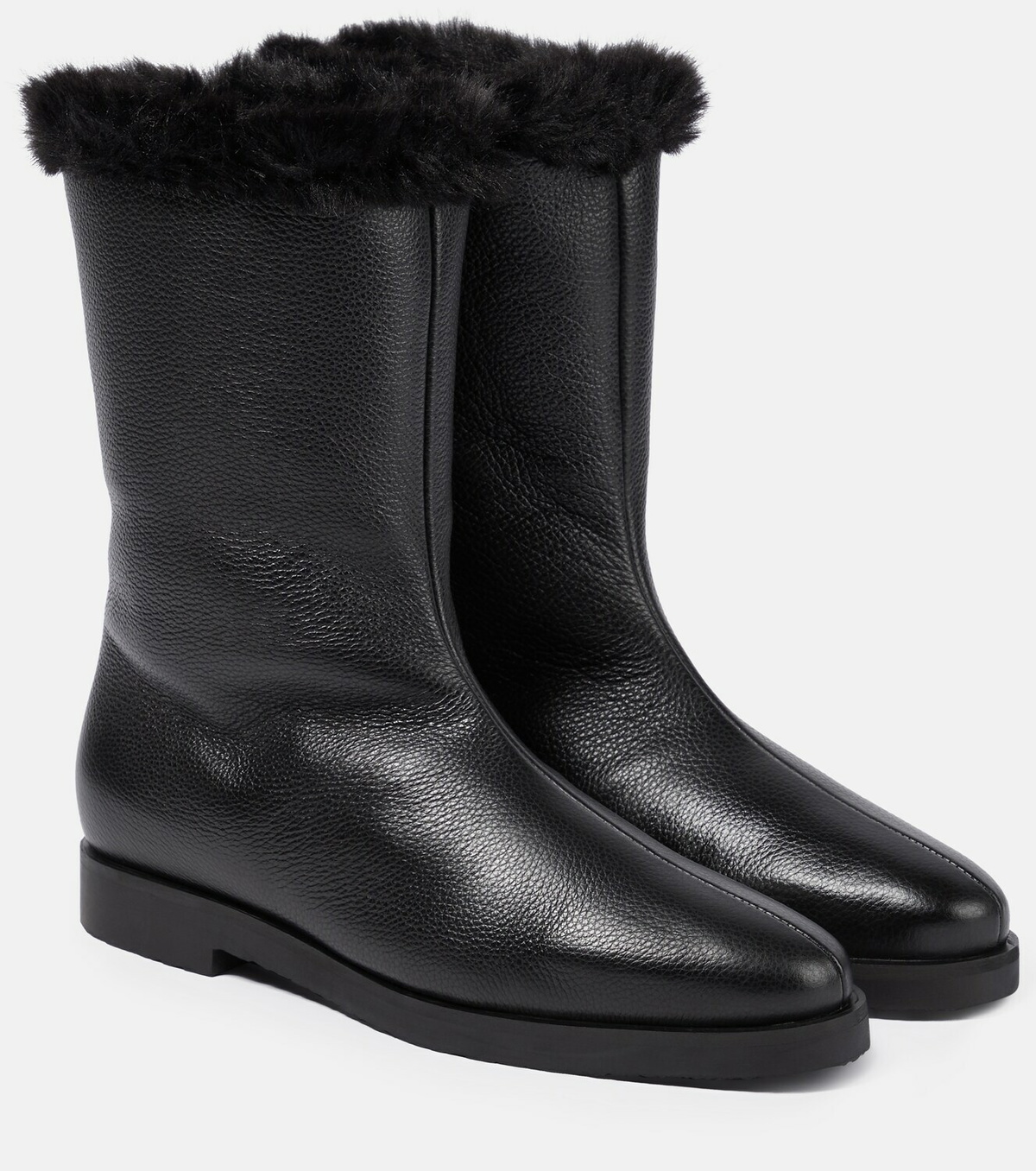 Toteme - Faux fur-lined leather ankle boots