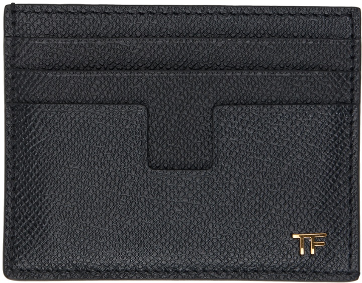 Photo: TOM FORD Black Small Grain Leather Card Holder