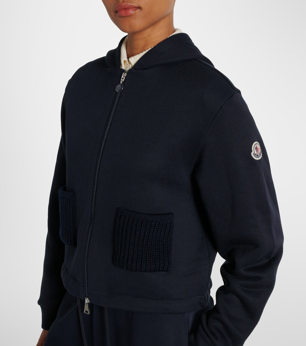Moncler Cotton-blend jersey zip-up hoodie